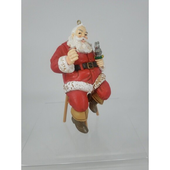 Coca-Cola Trim A Tree Collection 1947 Santa on Stool Ornament 1990 Vintage Coke - Picture 13 of 16